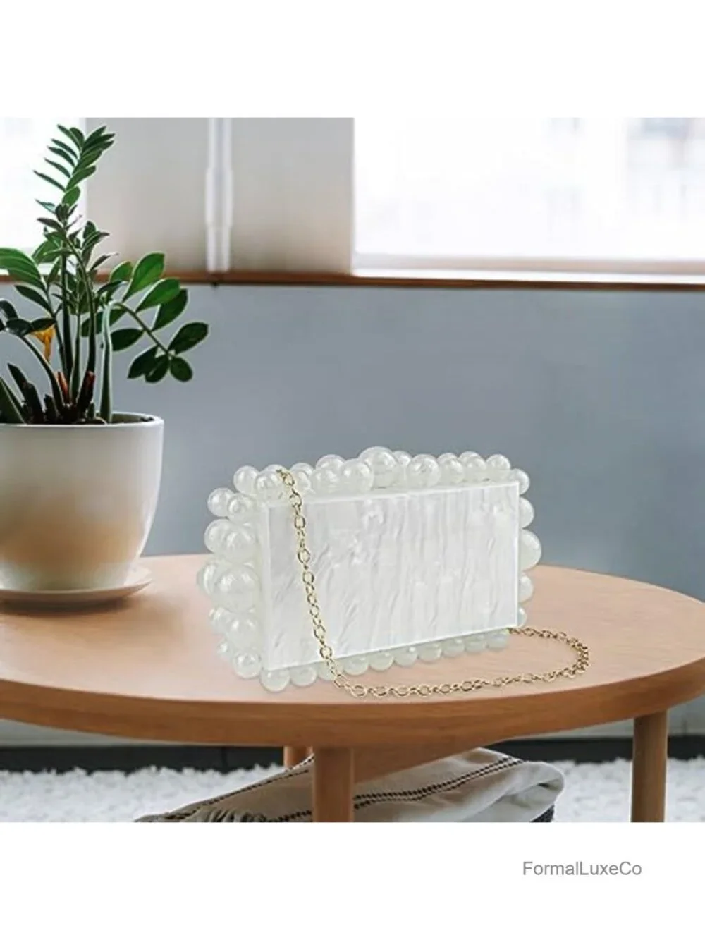 Acrylic Evening Clutch Bag with Marble Pattern, Detachable Chain for Wedding